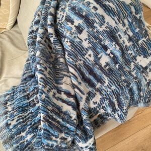 West Elm Blue and Gray Patterned Throw Blanket
